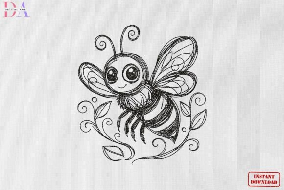 Cute Bee Sketch Nature Animal Art Review