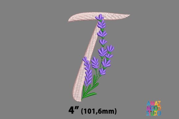 Letter T Floral Lavender Monogram: A Craft Fair Embroidery Gem