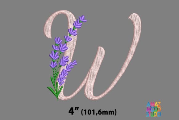 Letter W Floral Lavender Monogram: A Fresh Pick for Wedding & Summer Embroidery
